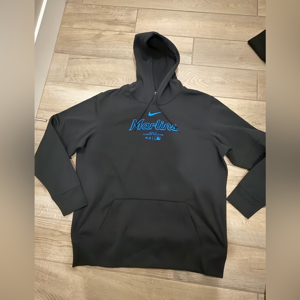 Nike Black Hoodie Blue Marlins Logo XL like new